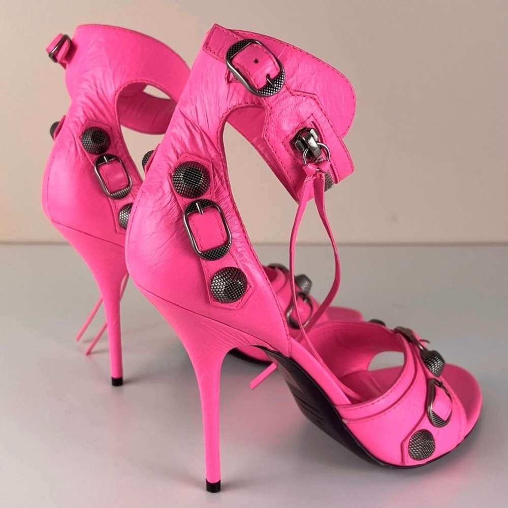 NEW BALENCIAGA REVOLVE PINK LEATHER SANDALS - Picture 4 of 16